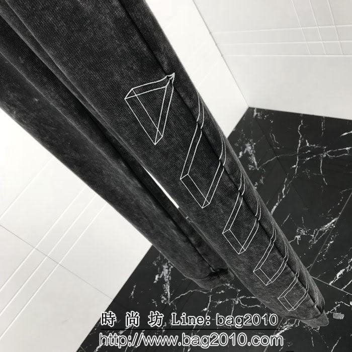 OFF-white18秋冬新款 做舊3D素描印花 衛褲 男女同款 ydi1318